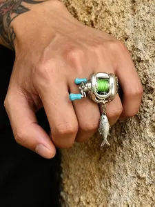 Mini Water Drop Reel Ring for Hardcore Fishing Enthusiasts, Unique Jewelry for Fishermen, Perfect Gift for Angling Lovers