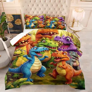 Dinosaur Pattern Comforter Set, Soft And Comfortable Bedding Set, Including 1 Comforter And 1 Or 2 Pillowcases (Excluding Pillow Core), Suitable For Teenagers And Adults, Bedroom, Apartment, Guest Room, Dormitory Scenes