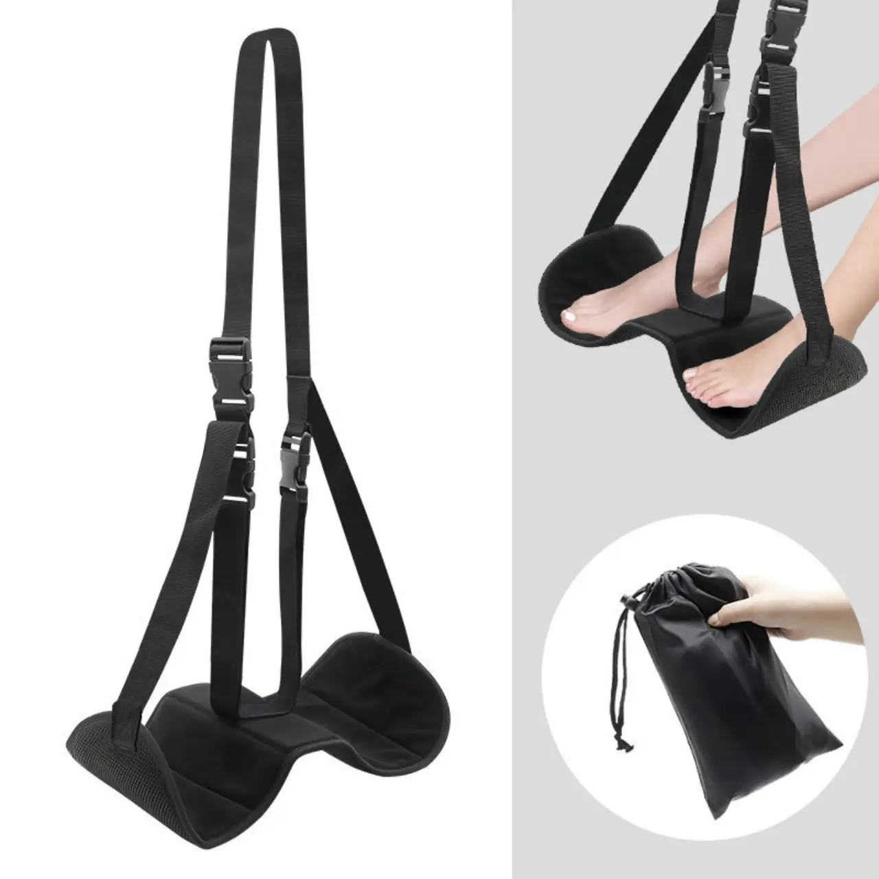 Portable Travel Hammock, Footrest Pad for Airplane and High-Speed Train, Foldable Design with Storage Bag, Comfortable and Convenient, Folding Hammock