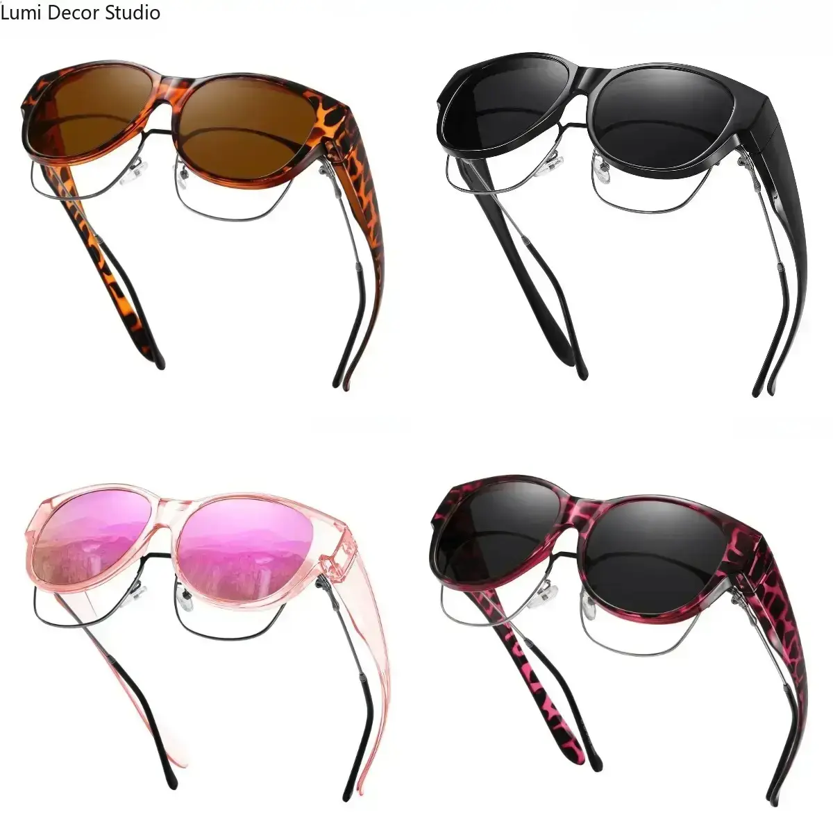 4-Pack Polarized Fit Over Sunglasses Men & Women, Large Frame UV400 Shades, Wear Over Prescription Glasses, Versatile Eyewear for Driving Travel Outdoor Daily Use summerwins