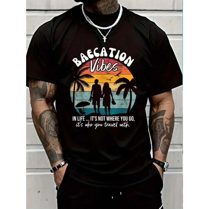 100% Cotton Couples Trip Matching Summer Vacation Baecation Mode-Vibes T-Shirt Women's Men Graphic Tee