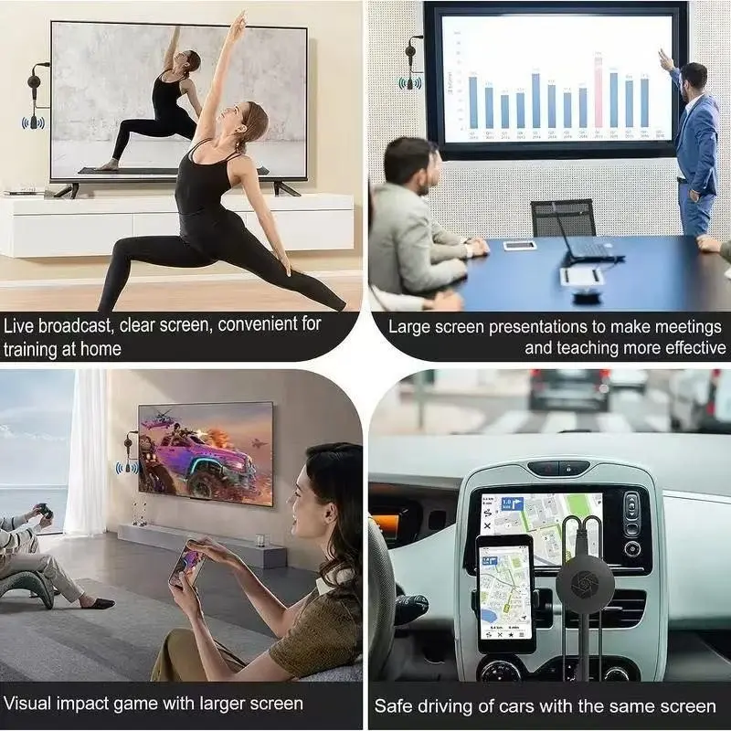 Wireless Phone Screen Mirroring Device, Horizontal and Vertical Screens, G2 Push HD HDMI Projection, No Delay Mobile Live Streaming, iPhone and Android Compatible