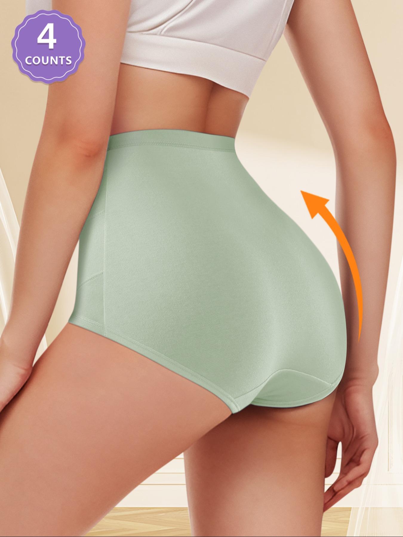 Women's High Waist Cotton Underwear, 4 Pack Comfortable Fitted Panties, Breathable & Soft Fabric, Casual Style for All Seasons