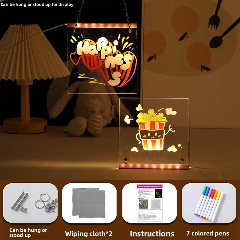 Luminous Drawing Board Graffiti Message Board Fluorescent Board Stall Advertisement Display Board Christmas Children Toy