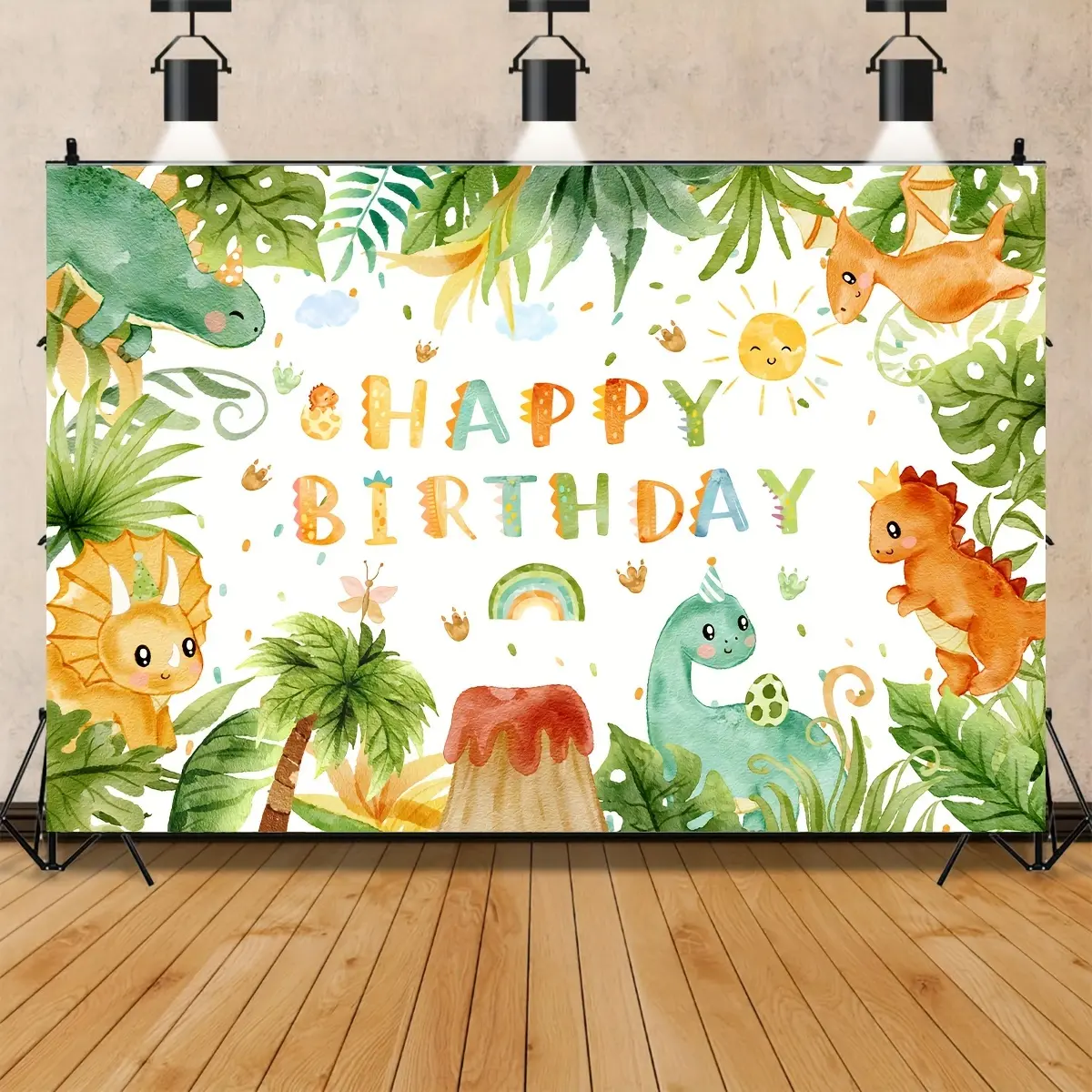 1pc Dinosaur birthday-themed backdrop, dinosaur pattern, boys' happy birthday decoration, birthday party supplies, birthday decoration party background, birthday party photo props, Birthday themed backdrops