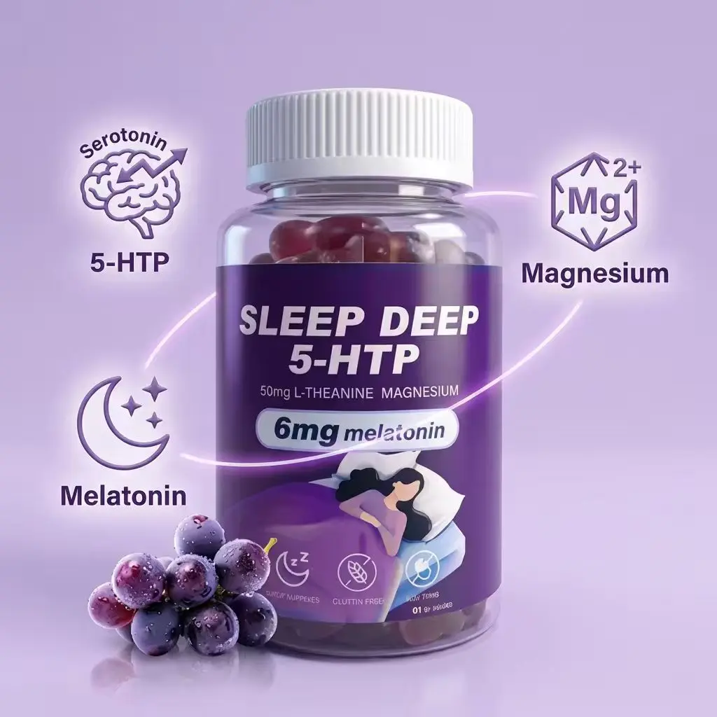 POWERBIRTH 6mg Melatonin Gummies, sleep aid, sleep gummies, melatonin gummies, natural grape flavor, sugar-free, soy-free, gluten-free, plant-derived relaxing formula, suitable for night shift work