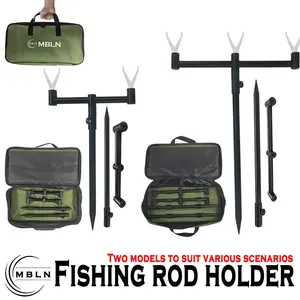 1pc Aluminum Fishing Rod Rack, Adjustable Shoreline Stand for Two/triple Rods, Includes Portable Storage Bag, Ideal for Carp Fishing