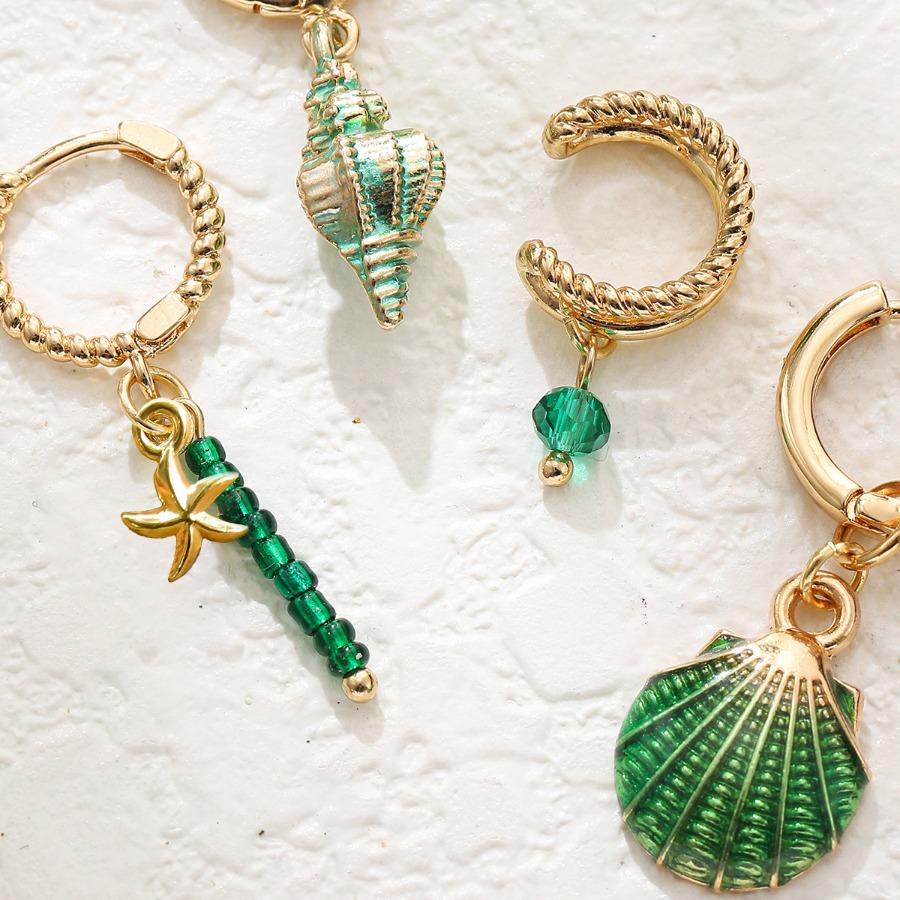 Colored Shell Conch Earrings Earrings Earbone Clips Beaded Earrings Ocean Bohemian Four-piece Set
