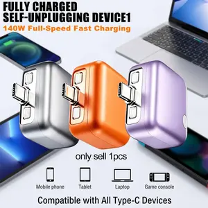 140w Smart Full Charge Adapter, Auto Disconnect Protector, Bidirectional Charging, for Type-C Devices, Phone Laptop Earphone Fan