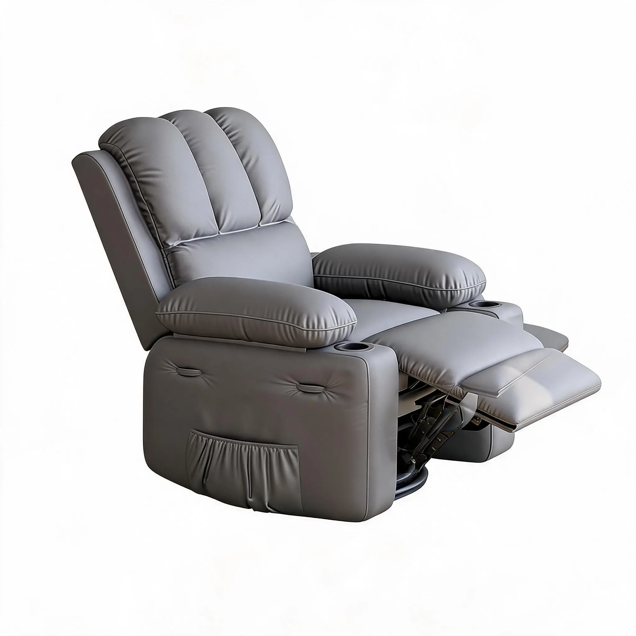 Oversized Single Seat Recliner Dining Chair - 360° Swivel Rocker, Manual Recline, Heat & Massage Function, Cup Holder, Soft Sponge Cushion, Ideal for Adults in Living Room, Bedroom