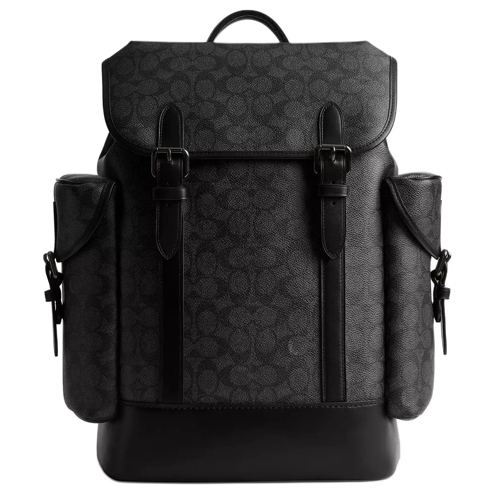 COACH Hitch 31 Drawstring Backpack with Snap Closure – Coated Canvas and Premium Calfskin, Large Size for Men, Charcoal