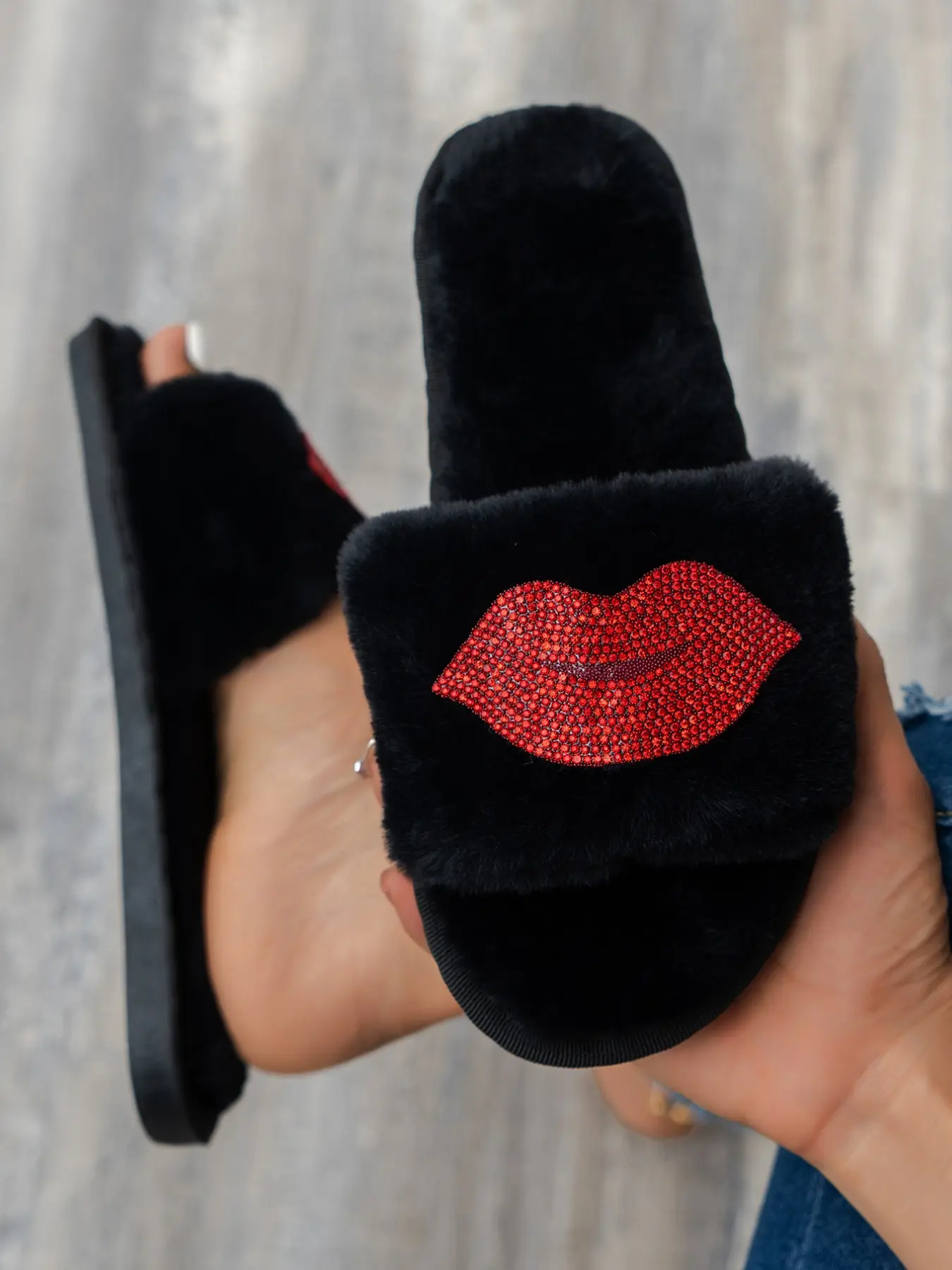 Colorful Rhinestone Swan Embroidery Plush Open-Toe Flat Slippers, Elegant Casual Home Wear, Breathable Non-Slip Eva Sole, Multiple Colors Available