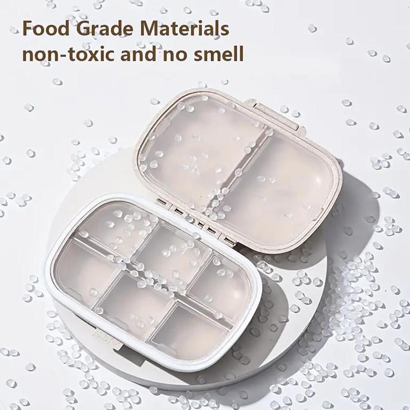 Portable 8-compartment Pill Box, 1 Count Pill Container with Removable Lid & Lock, Household Pill Organizer, Dustproof Medicine Organizer for Daily Medicines, Supplements, Vitamins and Fish Oils