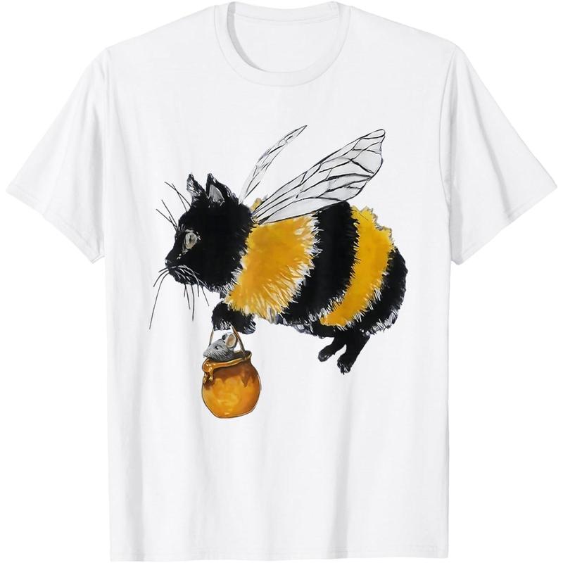 Catbee Hybrid Art Funny Whimsical Animal Brainrot Meme Art T-Shirt