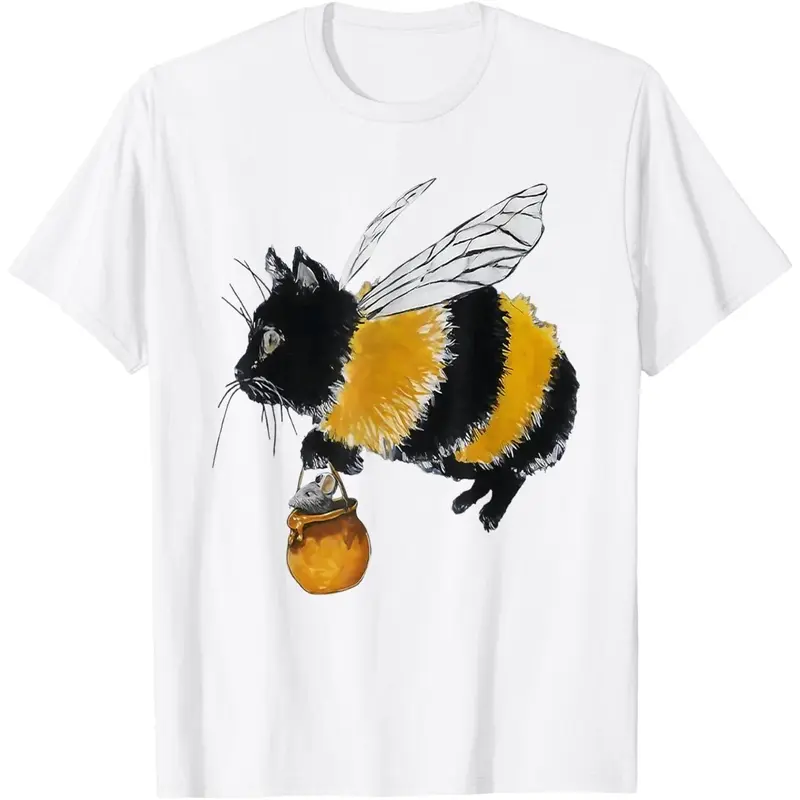 Catbee Hybrid Art Funny Whimsical Animal Brainrot Meme Art T-Shirt