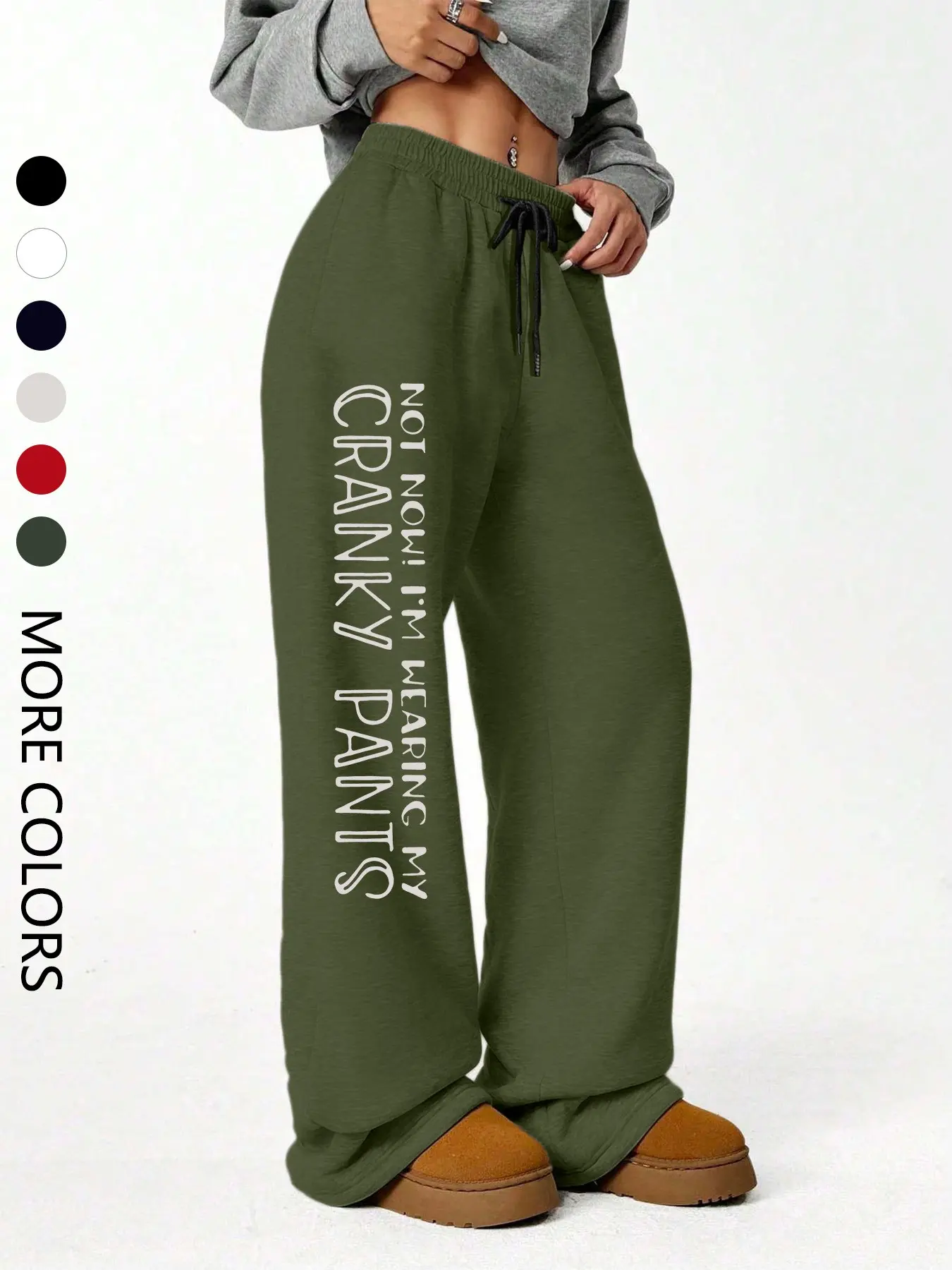 Women's Casual Jogger Pants, Fun Slogan Print, All Seasons Wear, Comfortable Daily, Versatile Long Pants for Spring & Fall, Athleisure Style Bottoms