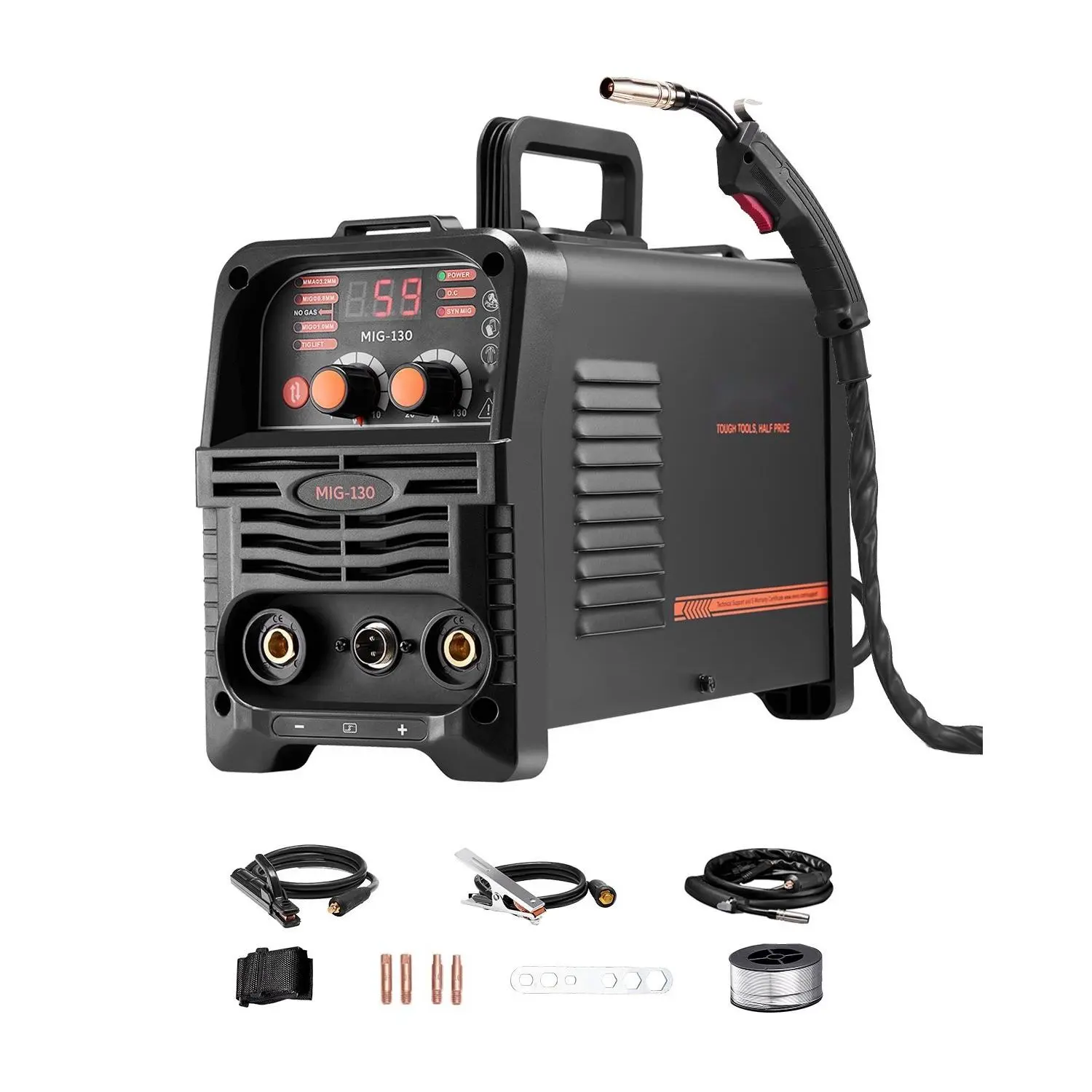 130-Amp MIG Welder And Flux Core Welding Machine 3-In-1: MIG, Stick, And Lift TIG Functions, Portable Home Shop Welder With Dual Voltage Capability, Suitable For DIY Projects And Light Industrial Use