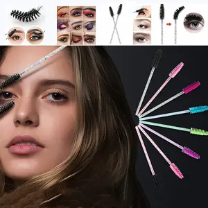 50pcs Eyelash & Eyebrow Spoolie Brush Set, Mascara Wand Applicators, Lash Extension Aftercare, Portable Travel Makeup Tools, Easy Clean