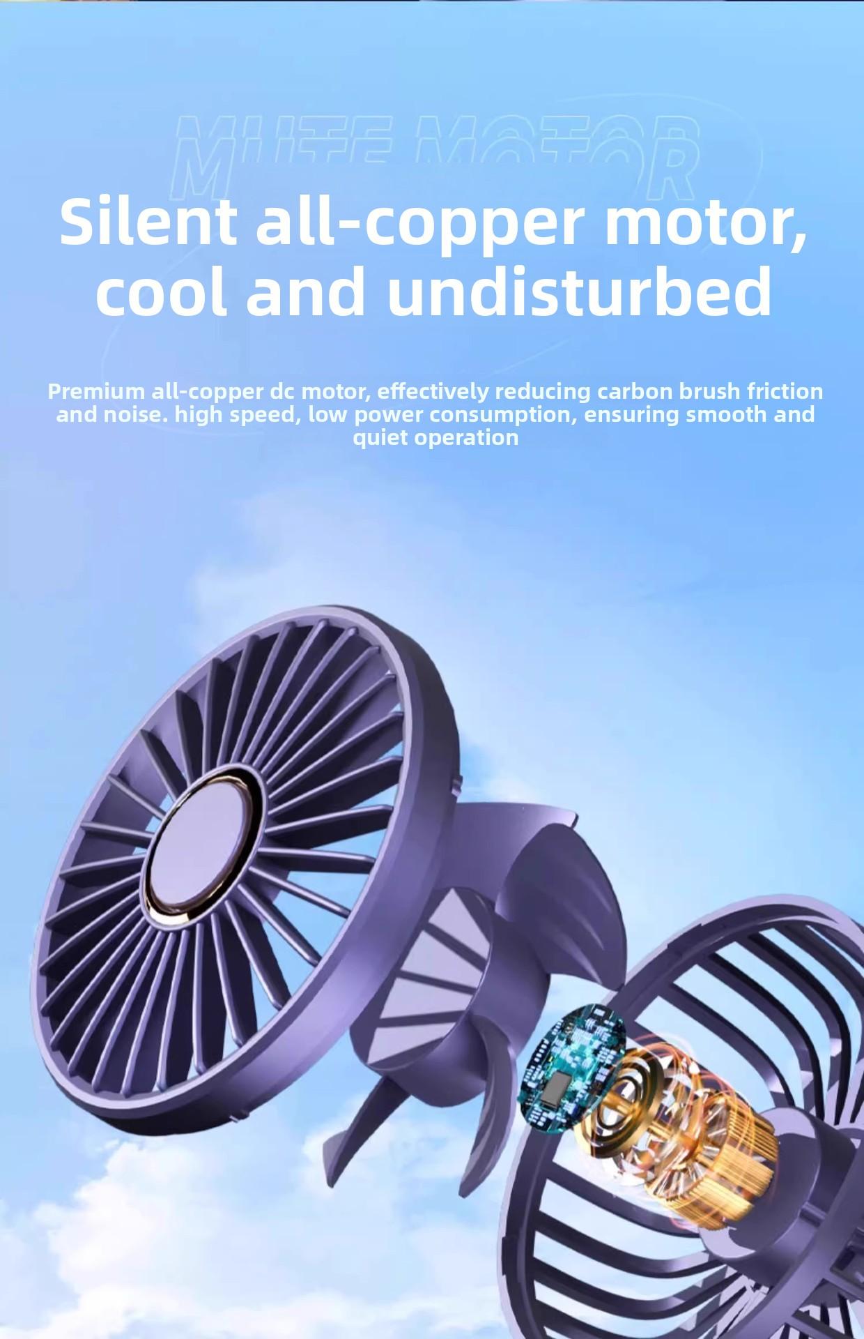 N15 handheld fan USB portable foldable rechargeable neck-hanging digital display desktop fan with long battery life and portable design