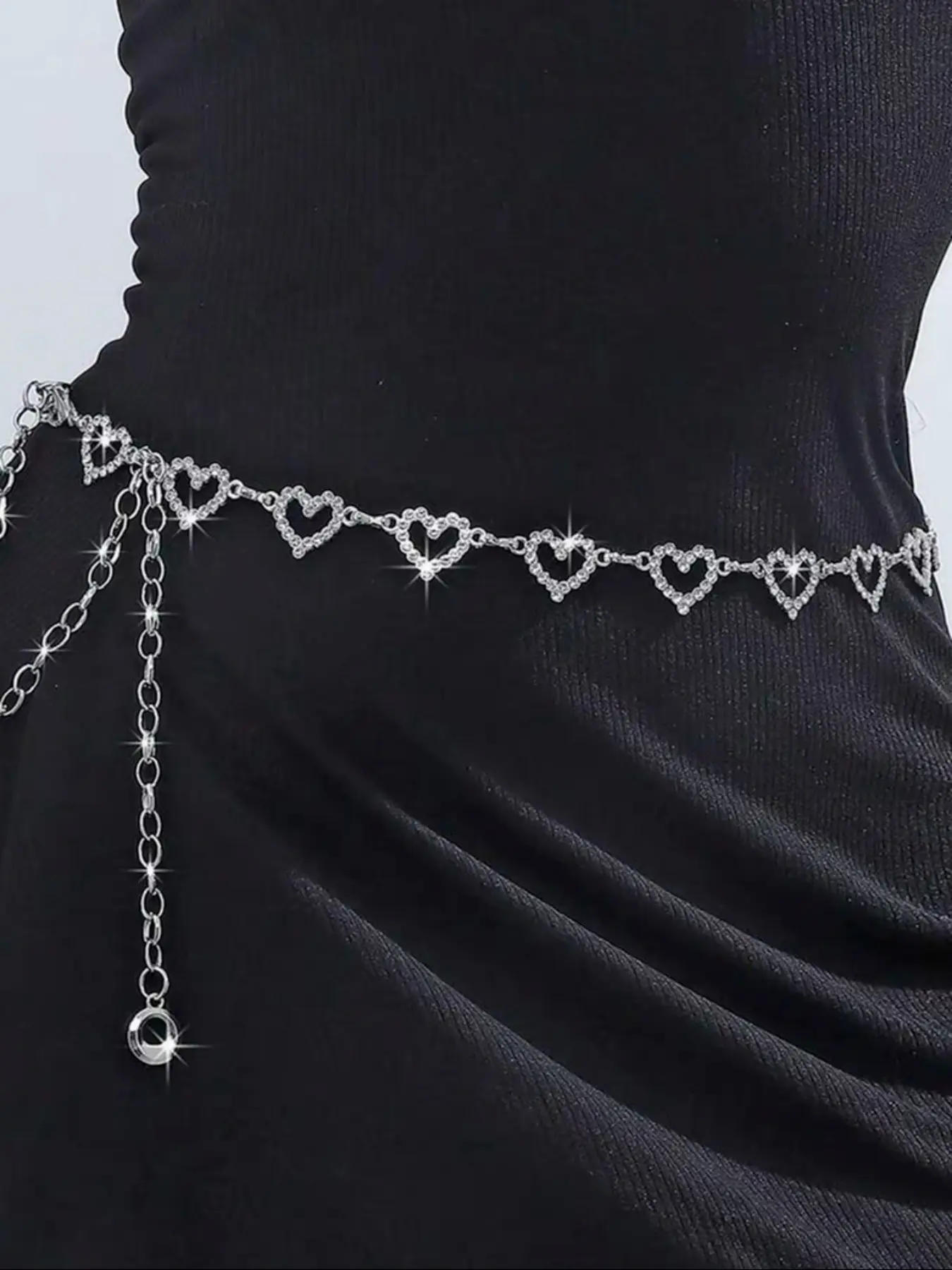 Elegant Rhinestone Waist Chain for Women, Belly Chain, Fashion Heart Body Jewelry, Perfect for Parties and Daily Wear, Ideal Birthday Gift