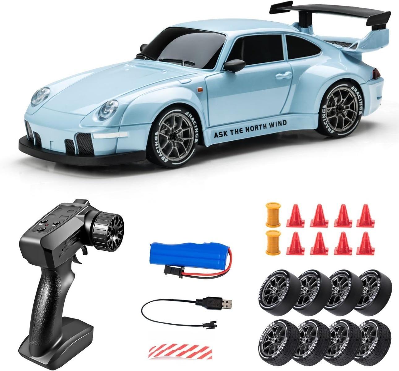 2.4GHz high-speed remote control drift car, 1:24 ratio four-wheel drive, with LED lights and dual batteries. Dual mode racing. Remote drifting pickup truck, high-speed remote control car, ideal gift for Easter and birthdays, super cool boy toy.