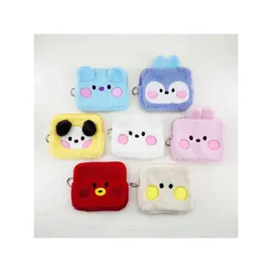 BT21 KPOP Kawaii anime Cooky、Tata Cute Coin Purse Portable Toiletry Makeup Headphone Storage Bag
