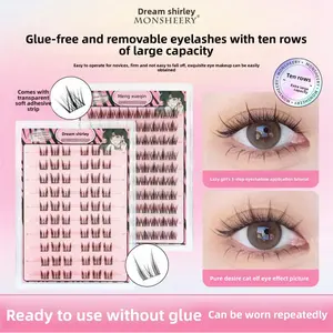 Glue-Free & No-Removal Under-Eye False Lashes, Lazy Little Devil Dense Trilash, Natural Manga Individual Cluster Lashes