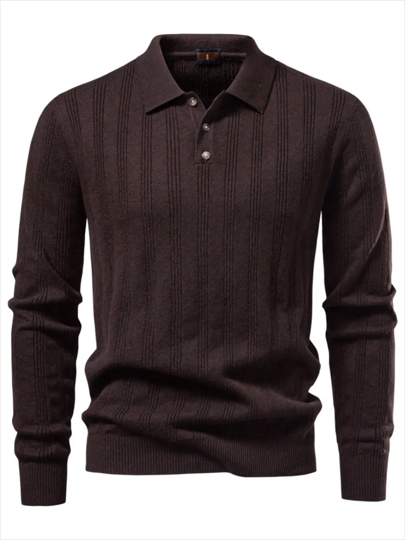 Men's Fake Cashmere Long Sleeve Polo Shirt, Soft Warm Non-Irritating Solid Color Knitwear, Versatile and Comfortable