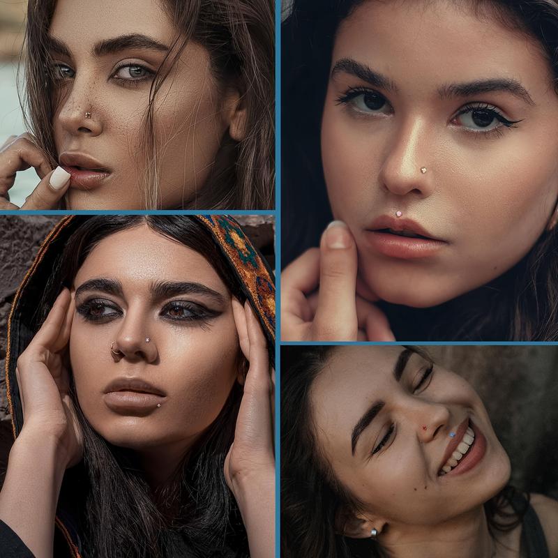 12pcs Stainless Steel Ear Studs, Nose Studs and Ear Studs Set, Multi-Color, Synthetic Cubic Zirconia, No Plating, Cute Style, with Hole, Daily and Party Occasions, All Seasons, Holiday Theme Jewelry Piercing