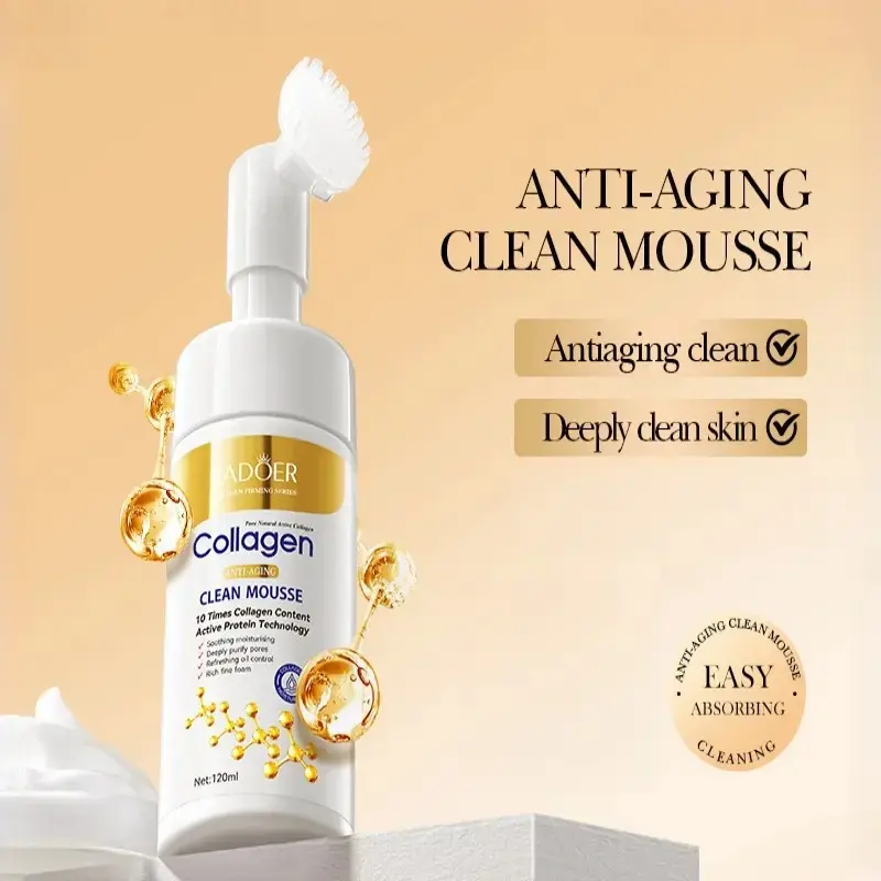 Collagen Gentle Cleansing Mousse, Deep Cleansing Soft Moisturizing, Protective Cleansing Foam, Lightweight Facial Wash for Skin Care