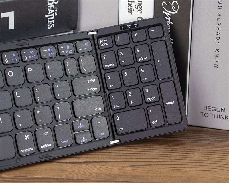 Three-mode foldable Bluetooth keyboard for tablets and mobile phones, portable mini keyboard and mouse set, rechargeable foldable wireless keyboard