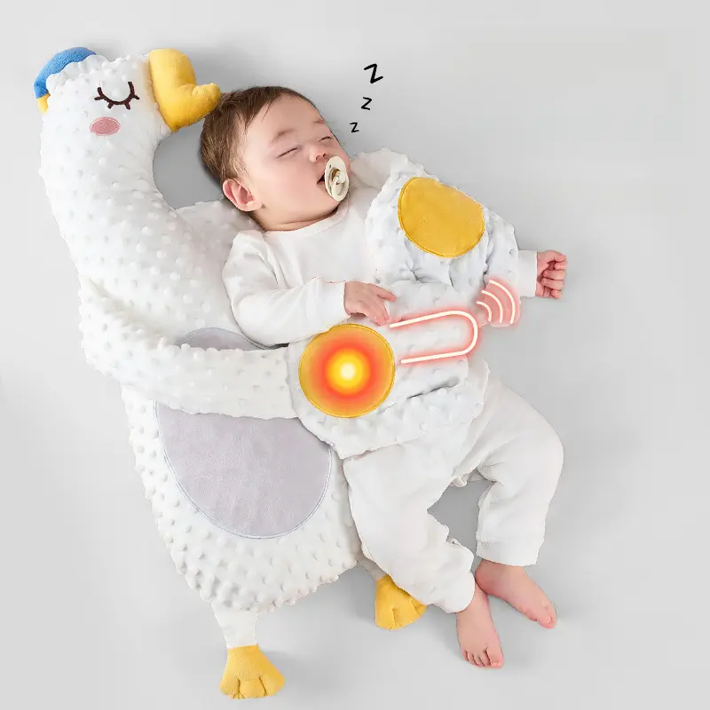 Baby Sleep Soothing Doll - Soft Huggable Red Bean Stuffed Automatic Patting Hand Pillow, Cozy Infant Bedding Accessory