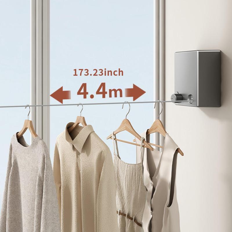 Stainless Steel Retractable Clothes Line, Wall Mounted Punch Free Invisible Retractable Clothes Line, Household Invisible Clothesline, Laundry Tools & Accessories for Home Hotel Dormitory