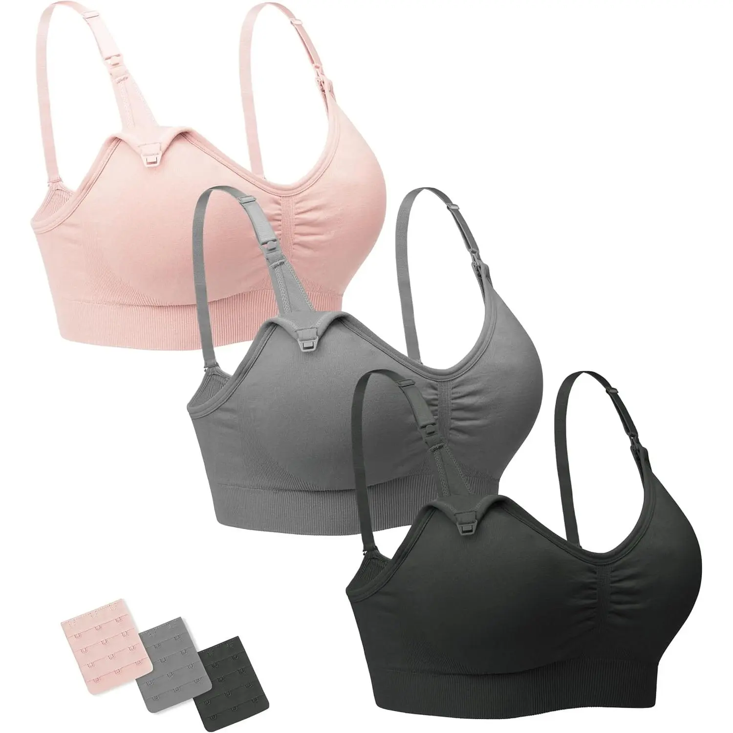 Nursing Bras Maternity Bra for Breastfeeding Pregnancy Wireless Bralette with Pads, Extenders & Clips