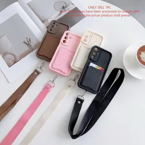 Suitable for Redmi series models Note11/11pro/12/12pro/13/13pro/14//14pro/15/15pro/Redmi 12/Redmi12C/Redmi13/13C/14C/15/15C Insert card holder, hanging rope phone case, supports storing cards and photos, equipped with a detachable hanging rope