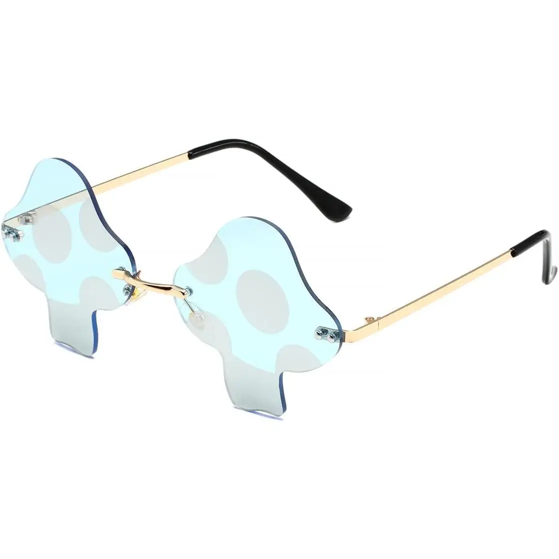 Mushroom Sunglasses for Women Men, Retro Rimless Vintage Eyewear, Funny Novelty Mushroom Frame Glasses, Rave Party Costume Shades, Festival Fashion Accessories for Halloween & Events