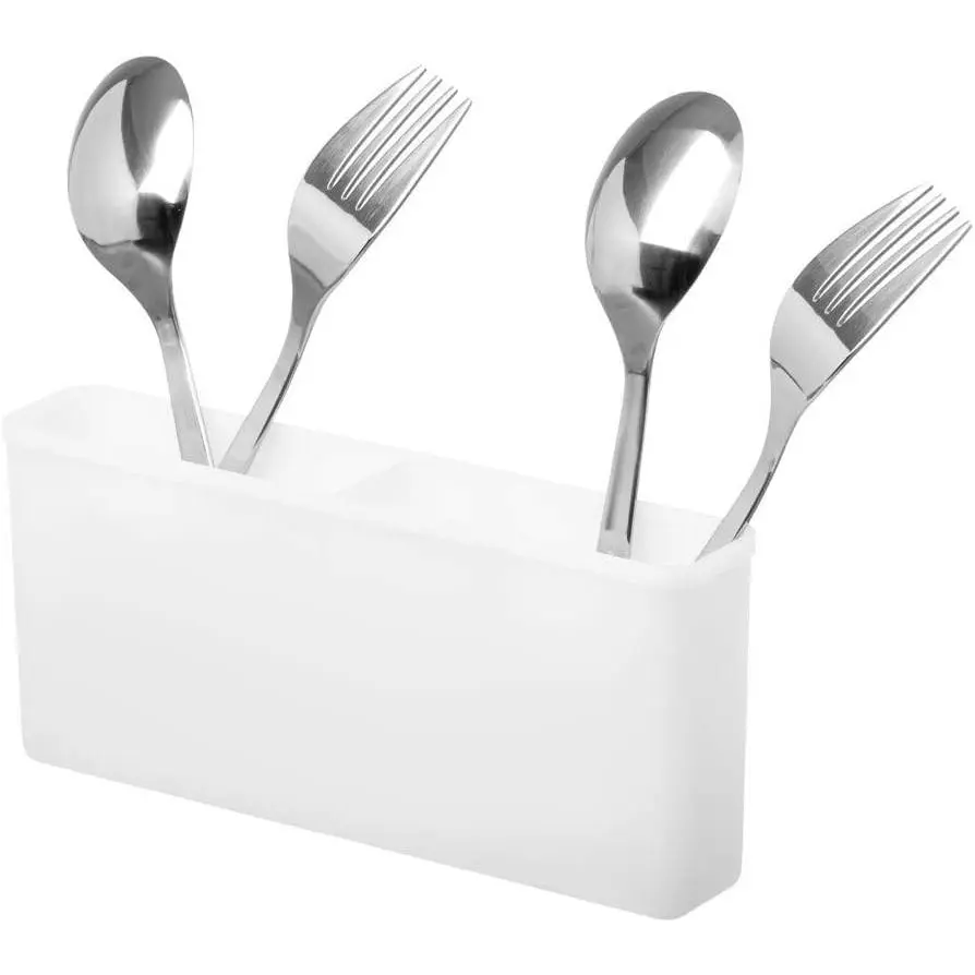 Utensil Drying Rack, Plastice Utensil Silverware Storage Holder fit for Dish Rack Over Sink, Chopsticks/Spoon/Fork/ Drainer Basket Flatware Storage Drainer,White, 7.75"×1.5"