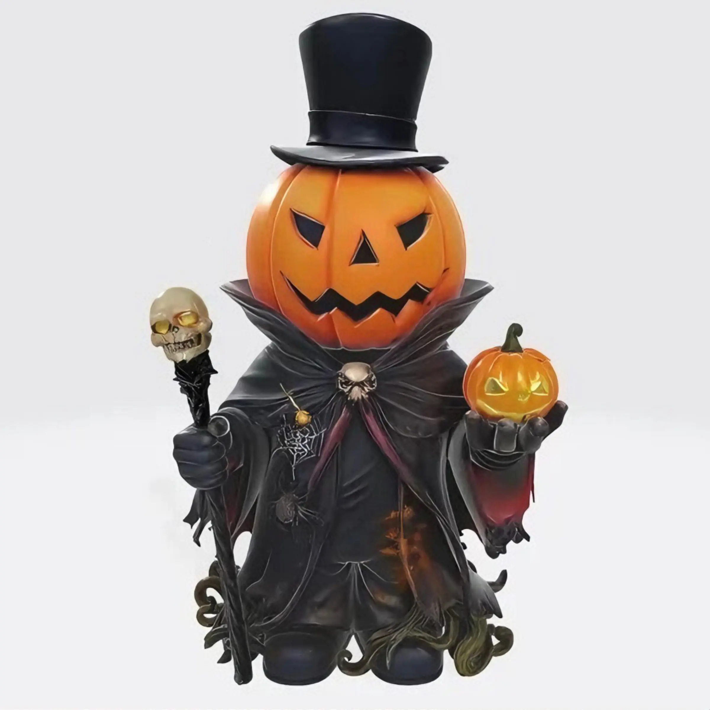 Halloween Pumpkin Ornament, Resin Jack Lantern Statue, Collectible Desktop Decor for Home, Office, Party Decoration