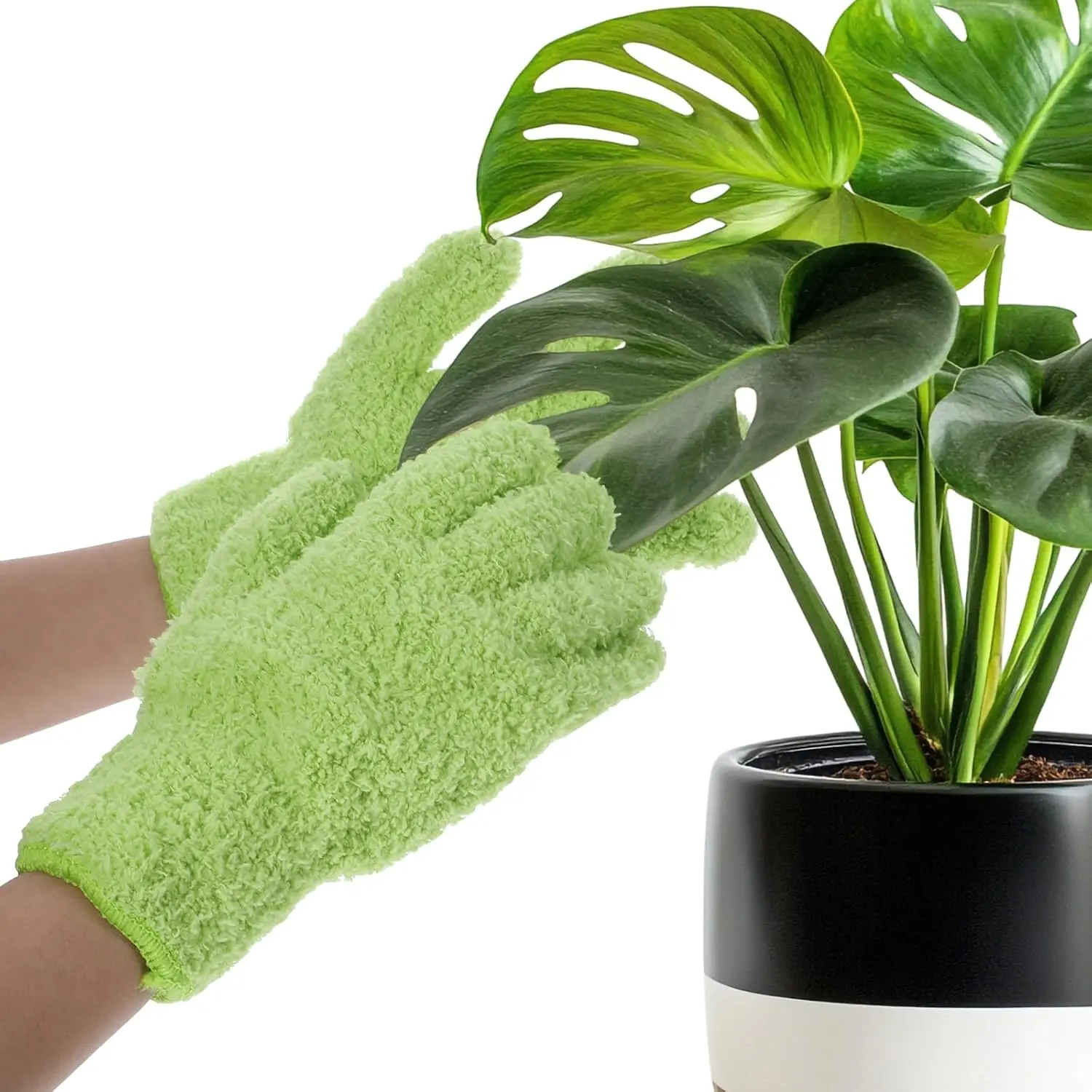 Microfiber Gloves, Dusting Gloves Microfiber Glove for  Mittens for houseplants Leaf  Care(Green)