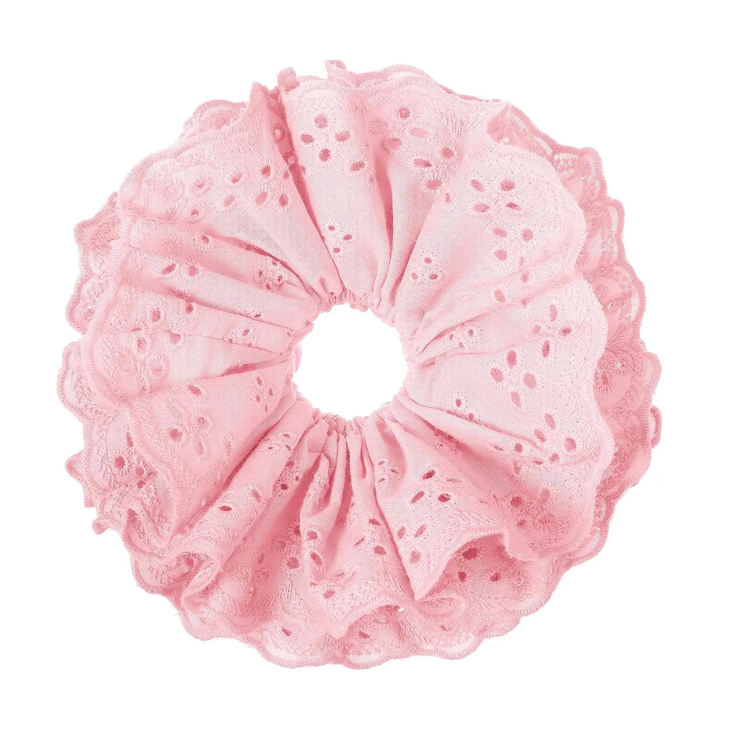 Large Lace Scrunchies  Hair Ties for Women Oversize Scrunchy Double Layer  White Lace Hair Scrunchies Elastic Ponytail Holder Hairs Tie for Women Thick Curly Hairs