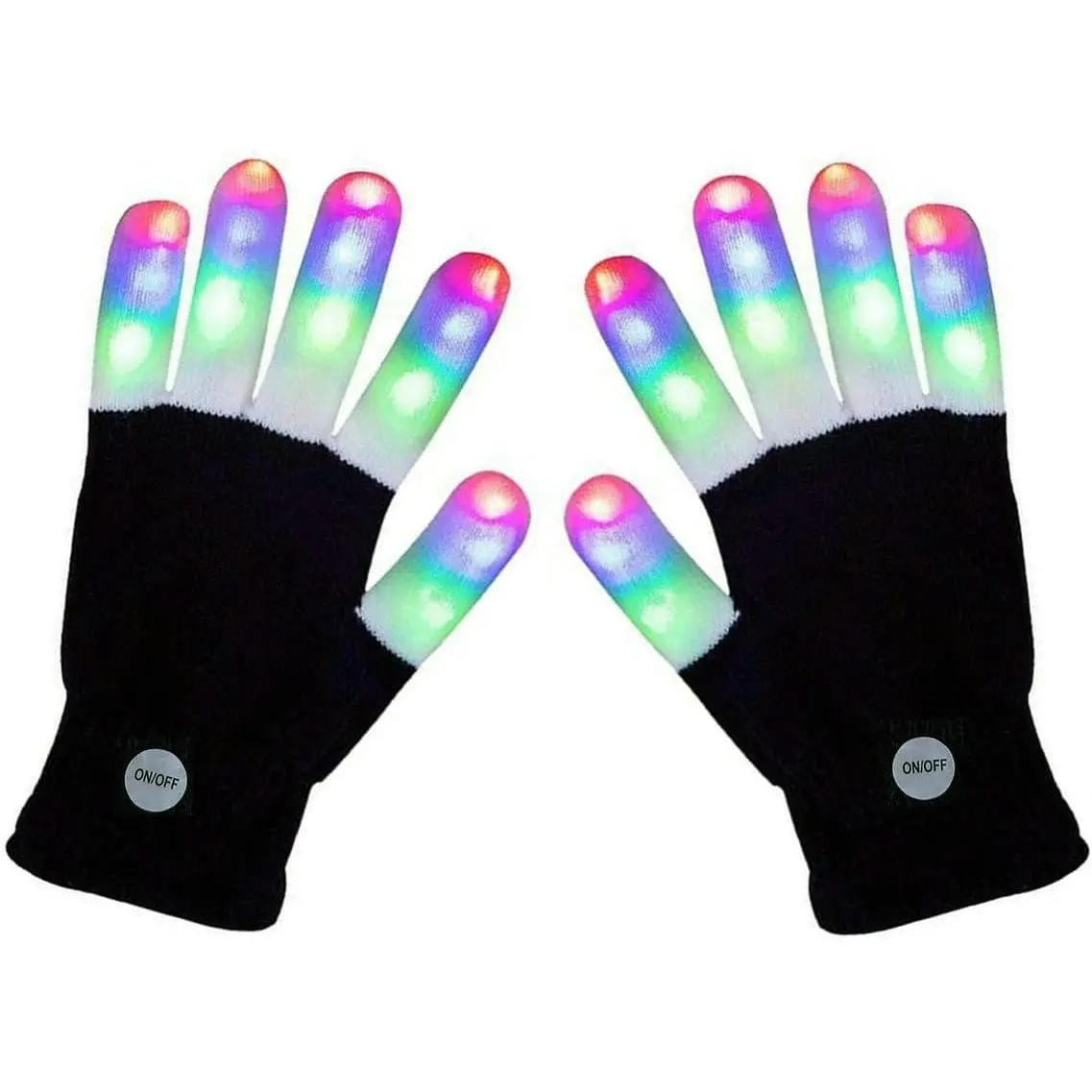 Polyester 7-Color LED Light Show Gloves - Flashing Finger Led Lights Mittens, Party Supplies Accessories, 1 Size Gift for Young People