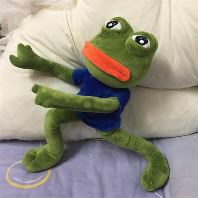 Pepe the Frog Plush Soft Sad Frog Meme Stuffed Doll Cute Internet Sensation Plushie Gift for Meme Lovers Kids