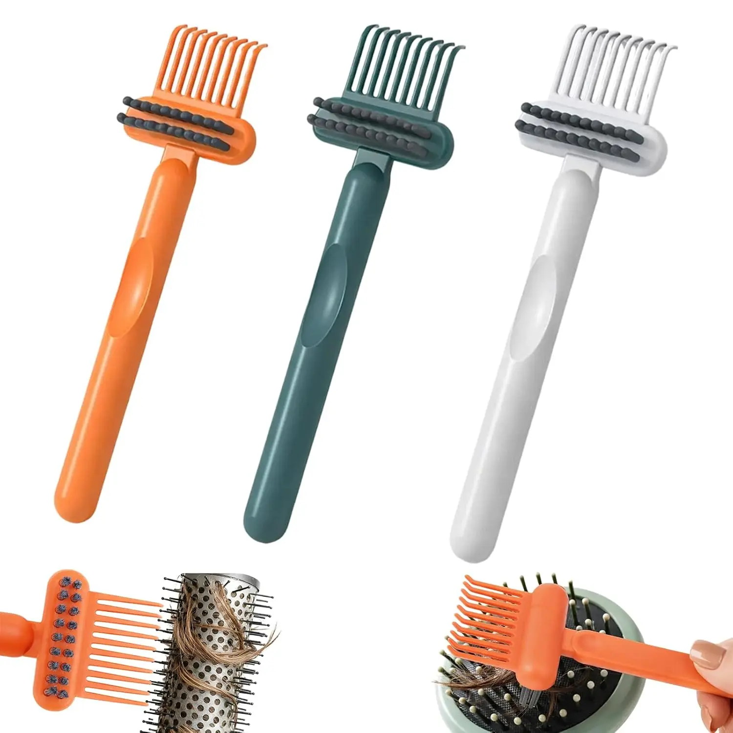 Portable Hollow Comb Cleaning Brush, Efficient Hair Remover Tool for Air Cushion Combs & Curly Hair Brushes, Essential Household Hairbrush Cleaner