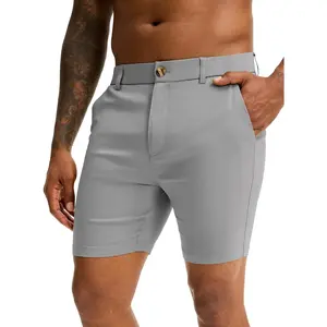 Comdecevis Men's Slim Fit 7" Inseam Chino Shorts - Stretch Skinny Dress Shorts for Work Casual