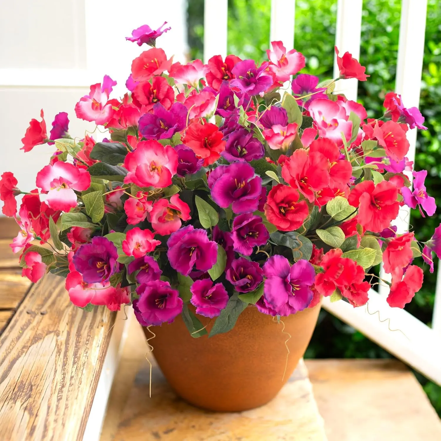 6 Bundles 15.7inch Colorful Peony Artificial Silk Flowers, Decorative Outdoor Summer Garden Decor, for Pots Front Door Porch Balcony Lawn Bouquet