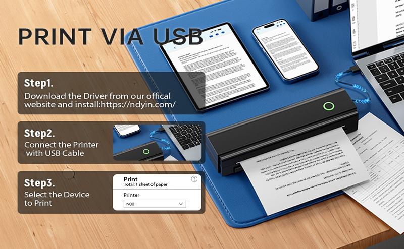 Portable Printer, Wireless Bluetooth Thermal Printer for Travel & Mobile Use, Compatible with iOS, Android, Laptop, Supports 8.5"x11" US Letter & A4 Paper, No Ink Needed, Ideal for Home & Office TikTokShopBlackFriday desktop wireless gadget