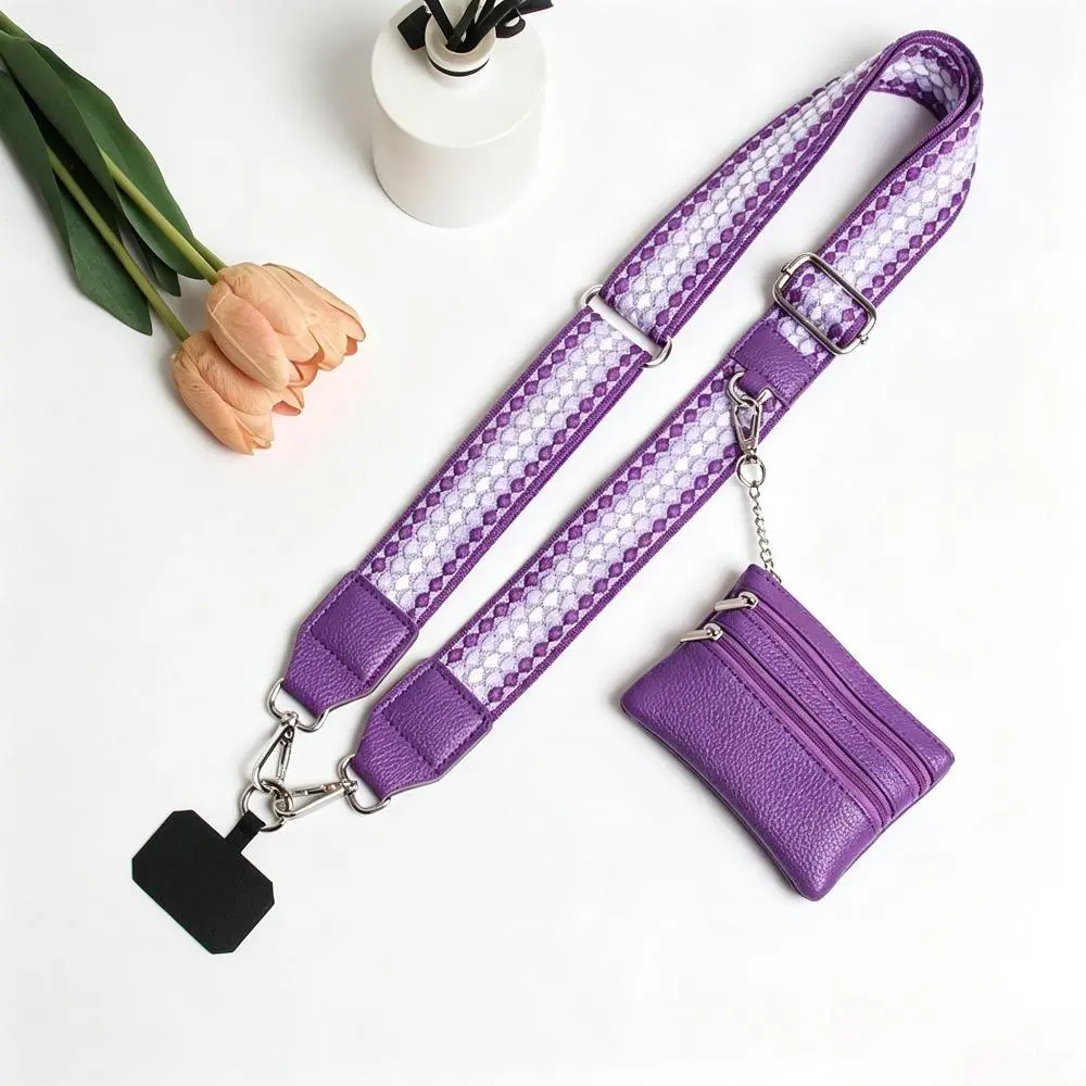 Casual Chic Compact Clip-On Convertible Crossbody Shoulder Strap - Dotted Print Zipper Pouch, Removable Adjustable Strap, Converts Easily Into Wristlet, Multi-Functional Luggage & Bag Accessory, Dual-Use, Wristlet Bag, Zippered, Streetwear Outfits, Daily