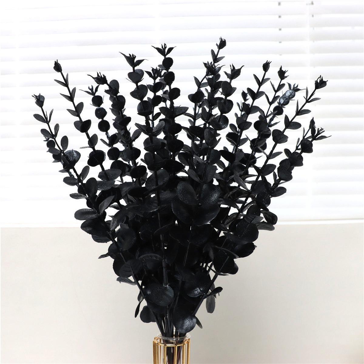 Artificial Plastic Eucalyptus Leaves Bunch Branch For Wedding & Home Decor, Artificial Faux Greenery, 24pcs/bunch Fake Eucalyptus Leaves Bunch for Romantic Bouquet Decor