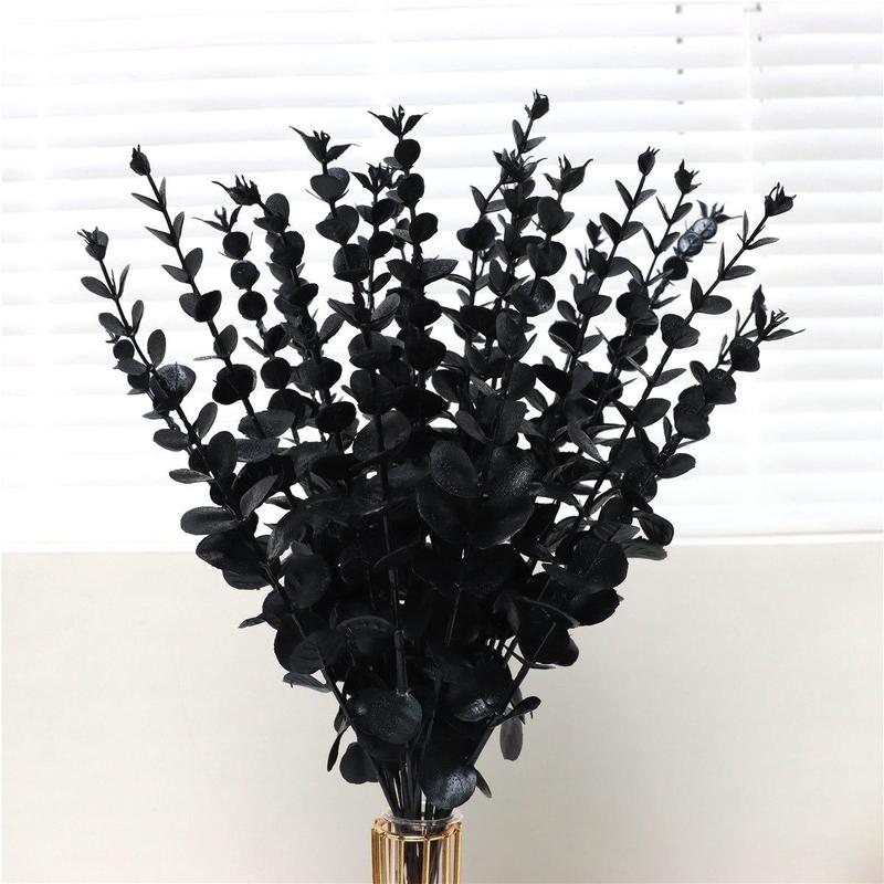 Artificial Plastic Eucalyptus Leaves Bunch Branch Elegant Artificial Plants For Wedding & Home Decor, 24pcs/bunch Fake Eucalyptus Leaves Bunch for Romantic Bouquet Decor
