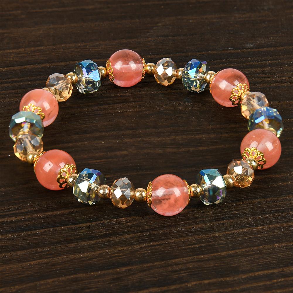 Colorful crystal lucky bracelet, suitable as a gift for a girlfriend on special occasions, blue bracelet jewelry, fashionable artificial bracelet, today's colorful block bead crystal bracelet - durable structure